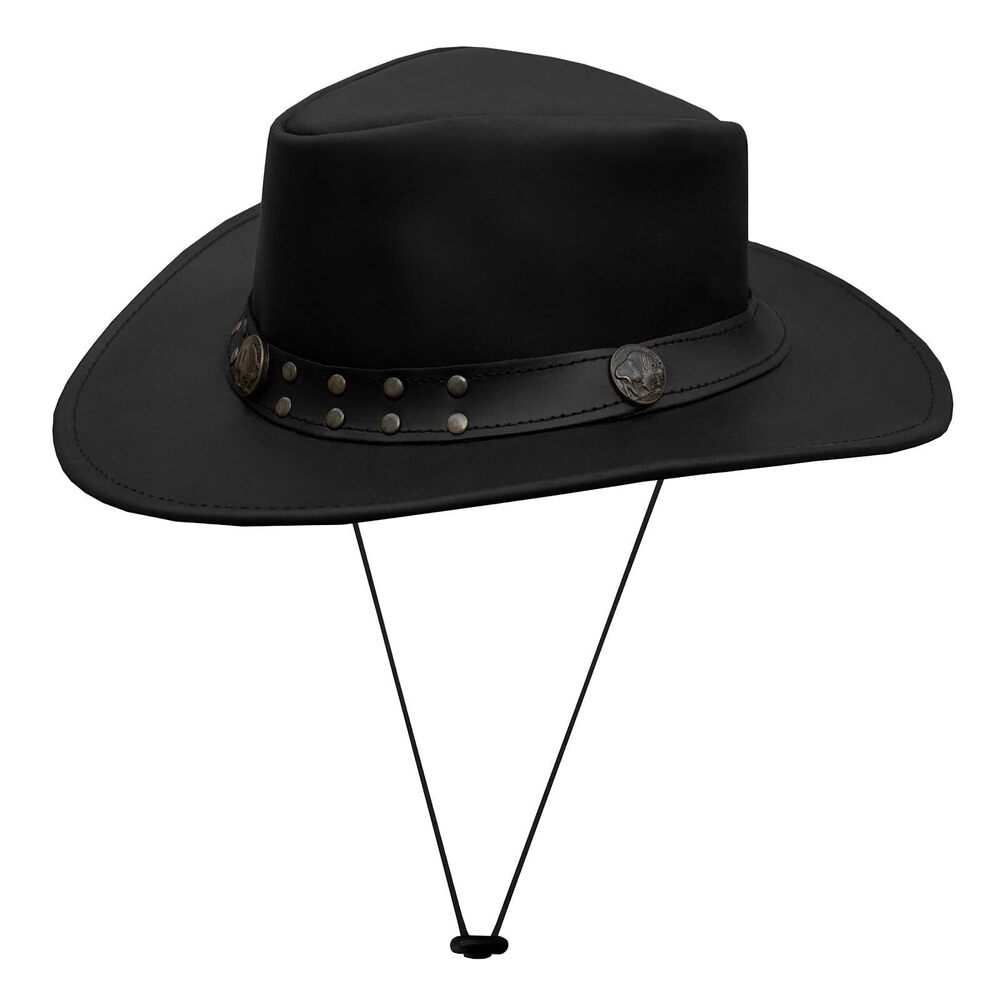 8322 Brown Leather Cowboy Western Hat and Felt Studded Steampunk Hat